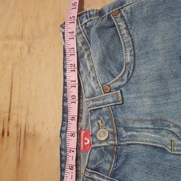 VINTAGE TRUE RELIGION DISTRESSED FLARE PATCHWORK JEANS SZ 8/29 - Picture 5 of 12